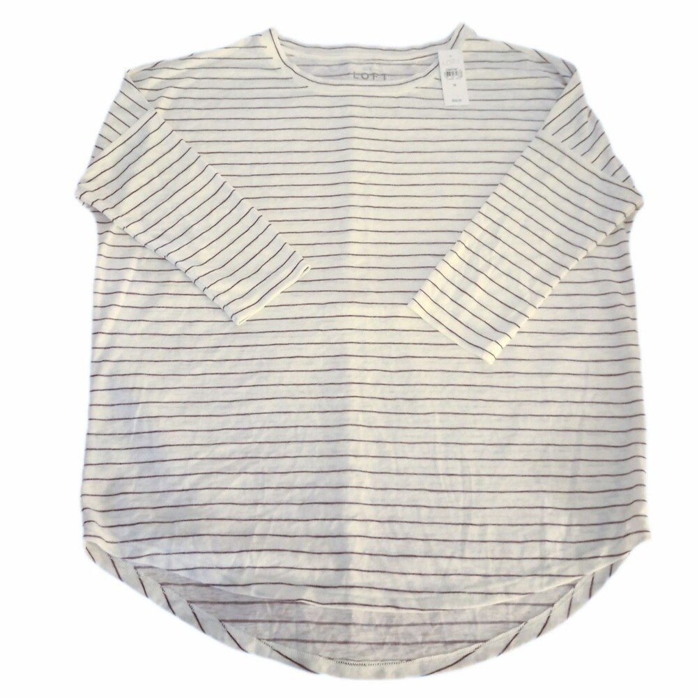 NWT Loft Ann Taylor Oversized Half Sleeve Striped Top sz Medium Womens